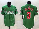 Men's Philadelphia Phillies #3 Bryce Harper Green Phanatic Limited Stitched Jersey,baseball caps,new era cap wholesale,wholesale hats
